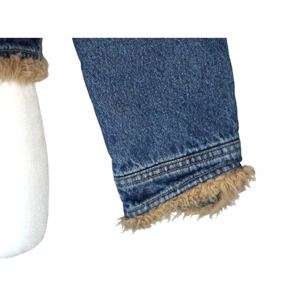 Y2K Amy Byer Faux Fur Jean Jacket Size M Insulated Blue Denim 2000s - Picture 13 of 16